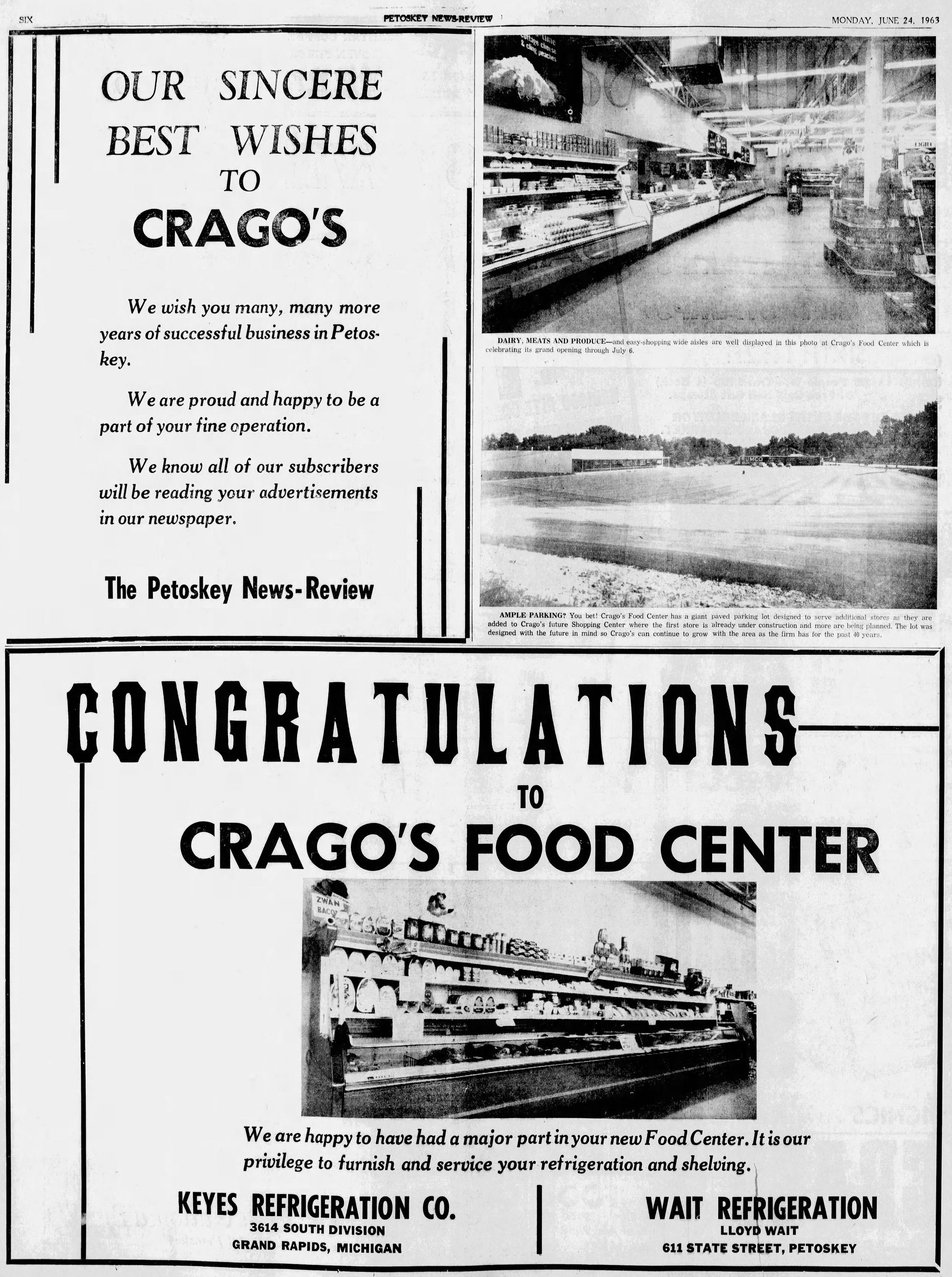 Cragos Shopping Center - June 24 1963 Ads